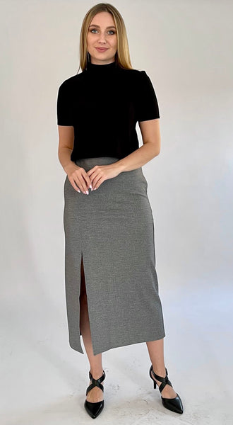 Light Grey Pencil Skirt with/or without Chiffon Wrap Skirt -22S1