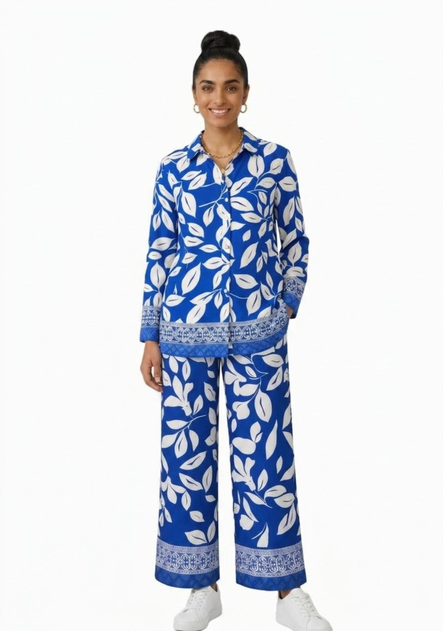 Blue Leaves Print Set - Blue