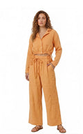 Cotton Crinkle Short Shirt Set - Orange