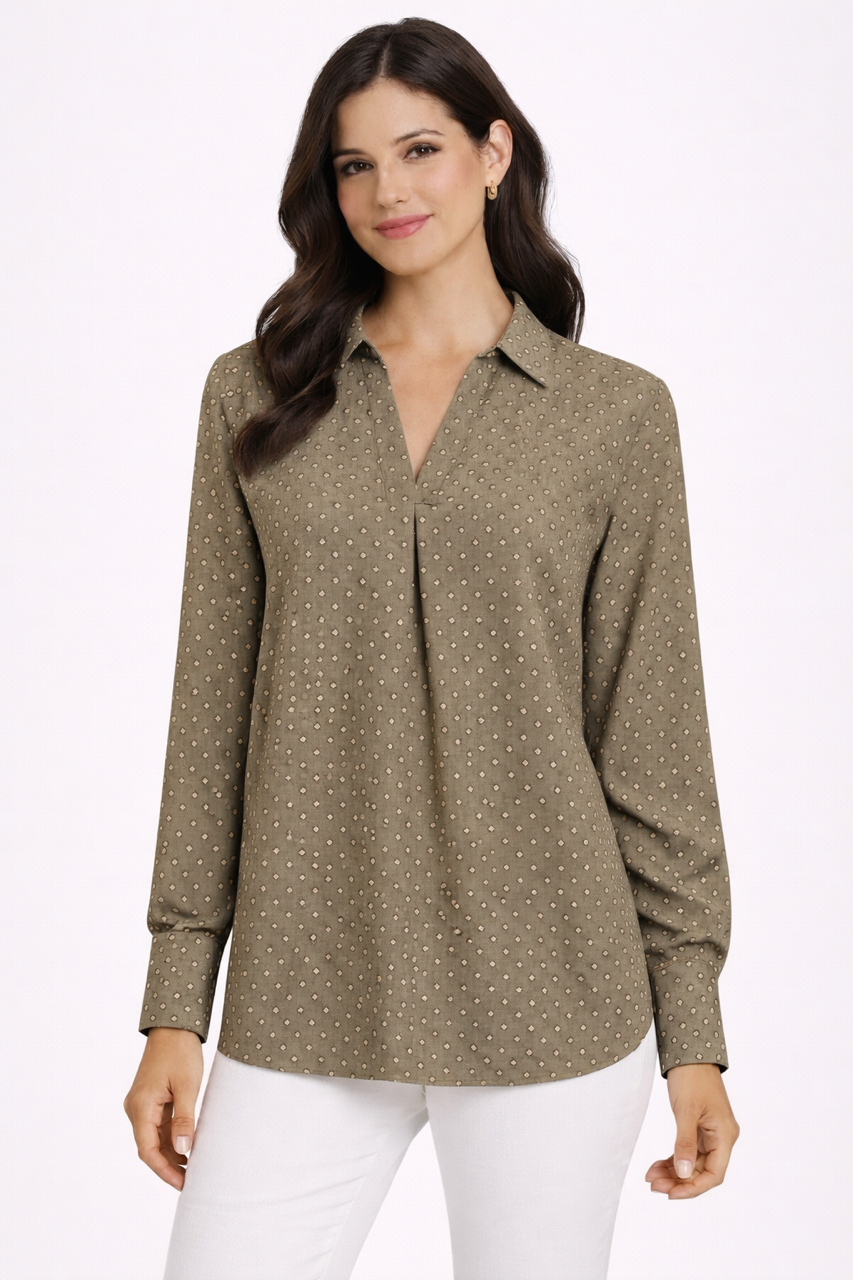 Dotted Light Olive Shirt - 204Q
