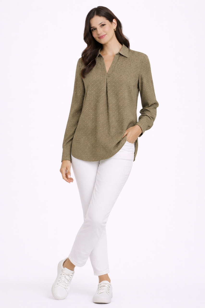 Dotted Light Olive Shirt - 204Q