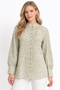 Embroidered Cotton Blouse – Light Olive - 111017