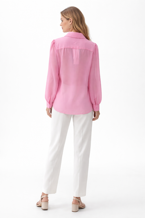 Chiffon Ruffle Blouse – Pink - 11010