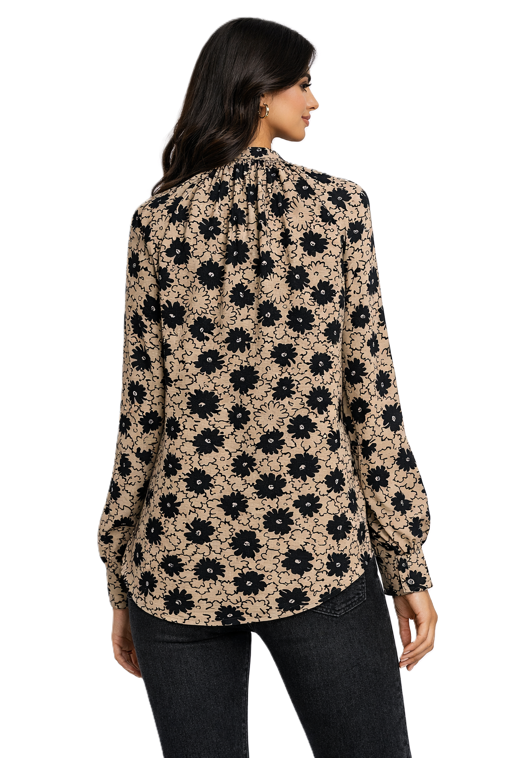 Floral Print Blouse - Beige - 111018