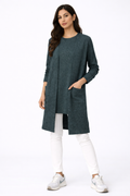 Long Sleeve Knit Pocket Cardigan - Dark Green - 114003