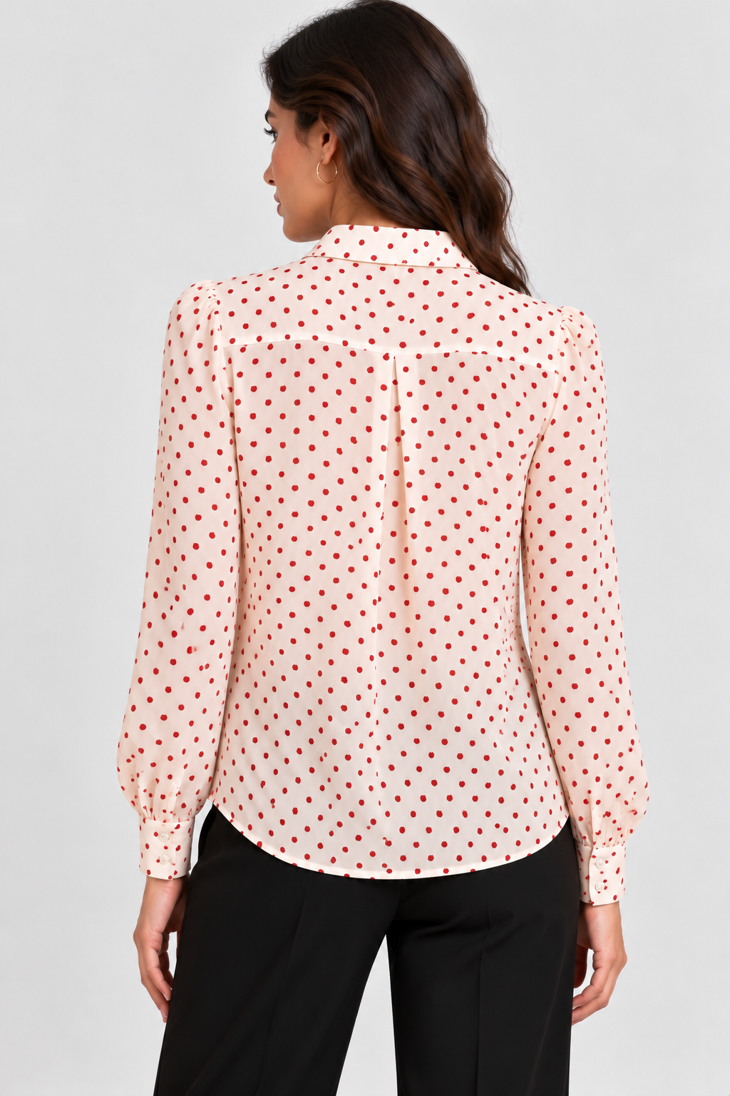 Polka Dot Ruffle Blouse - Off White - 11010