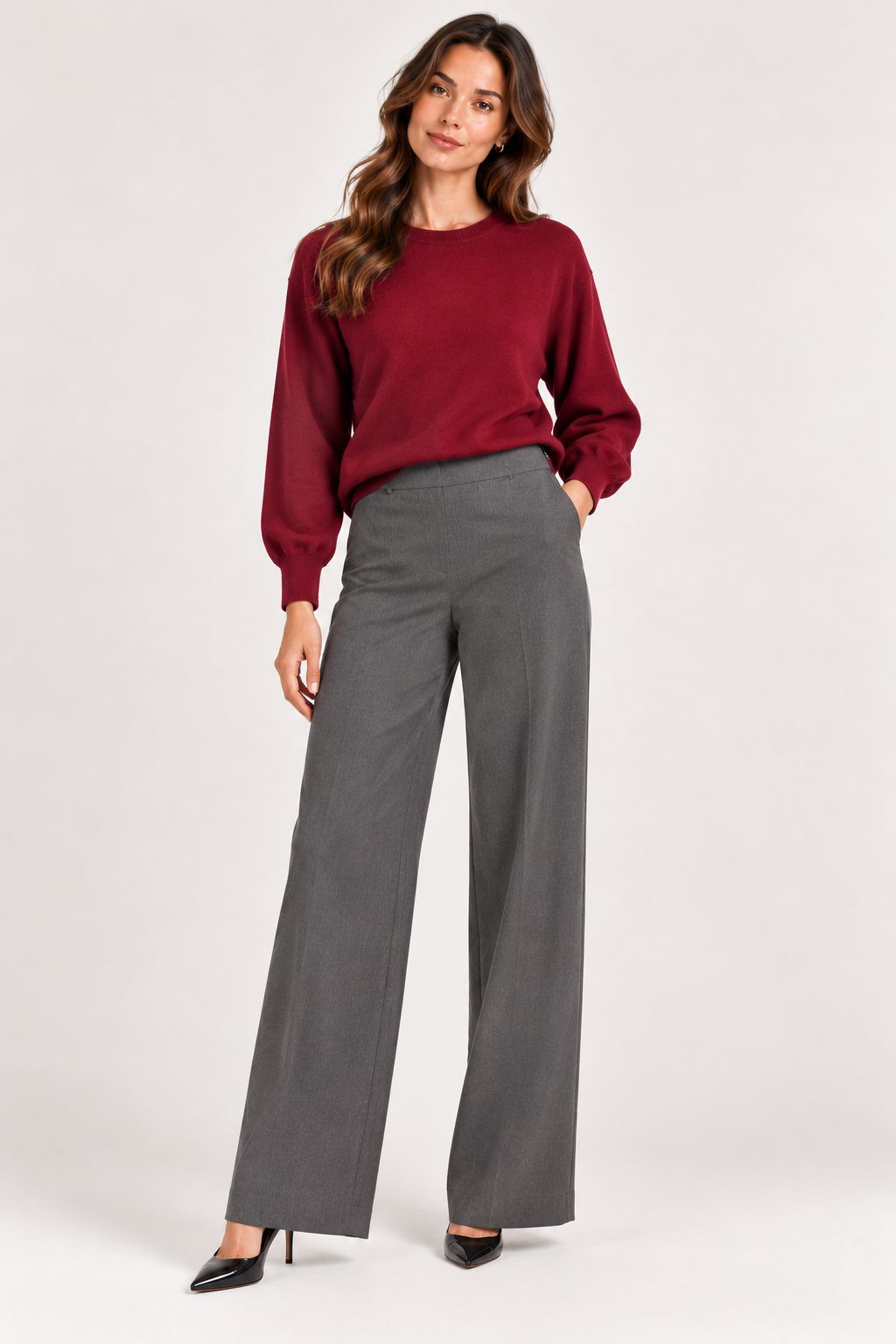 Side Zipper Straight Leg Pants – Grey - 112007