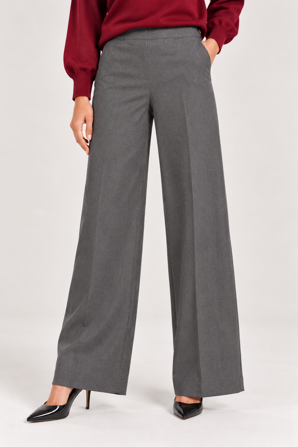 Side Zipper Straight Leg Pants – Grey - 112007