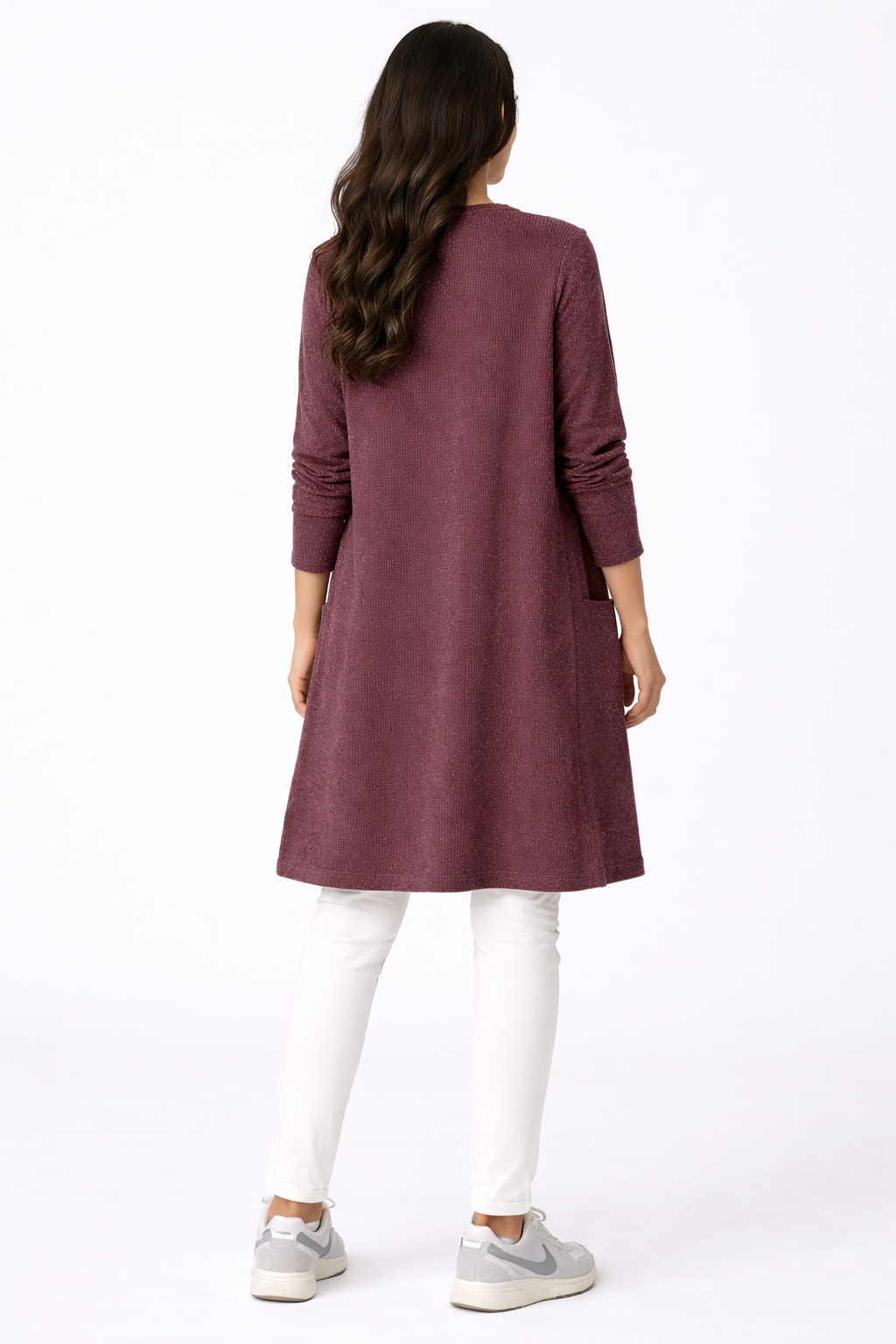 Long Sleeve Knit Pocket Cardigan - cashmere - 114003
