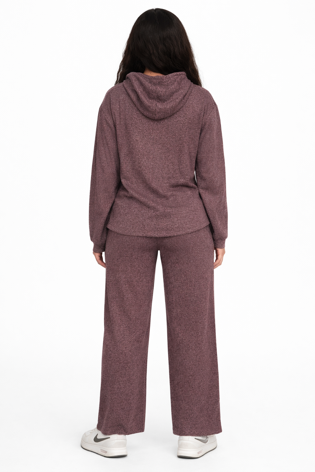 Casual Ribbed Hooded Pullover - cashmere - 114001