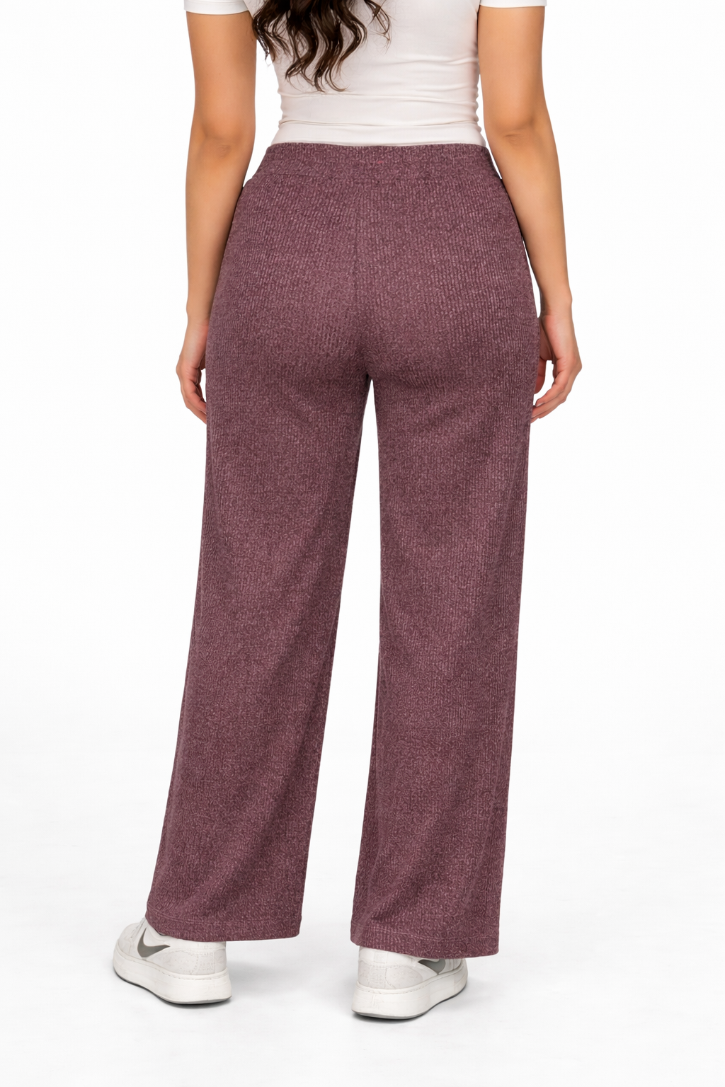 Ribbed Wide Leg Pants - cashmere - 114004