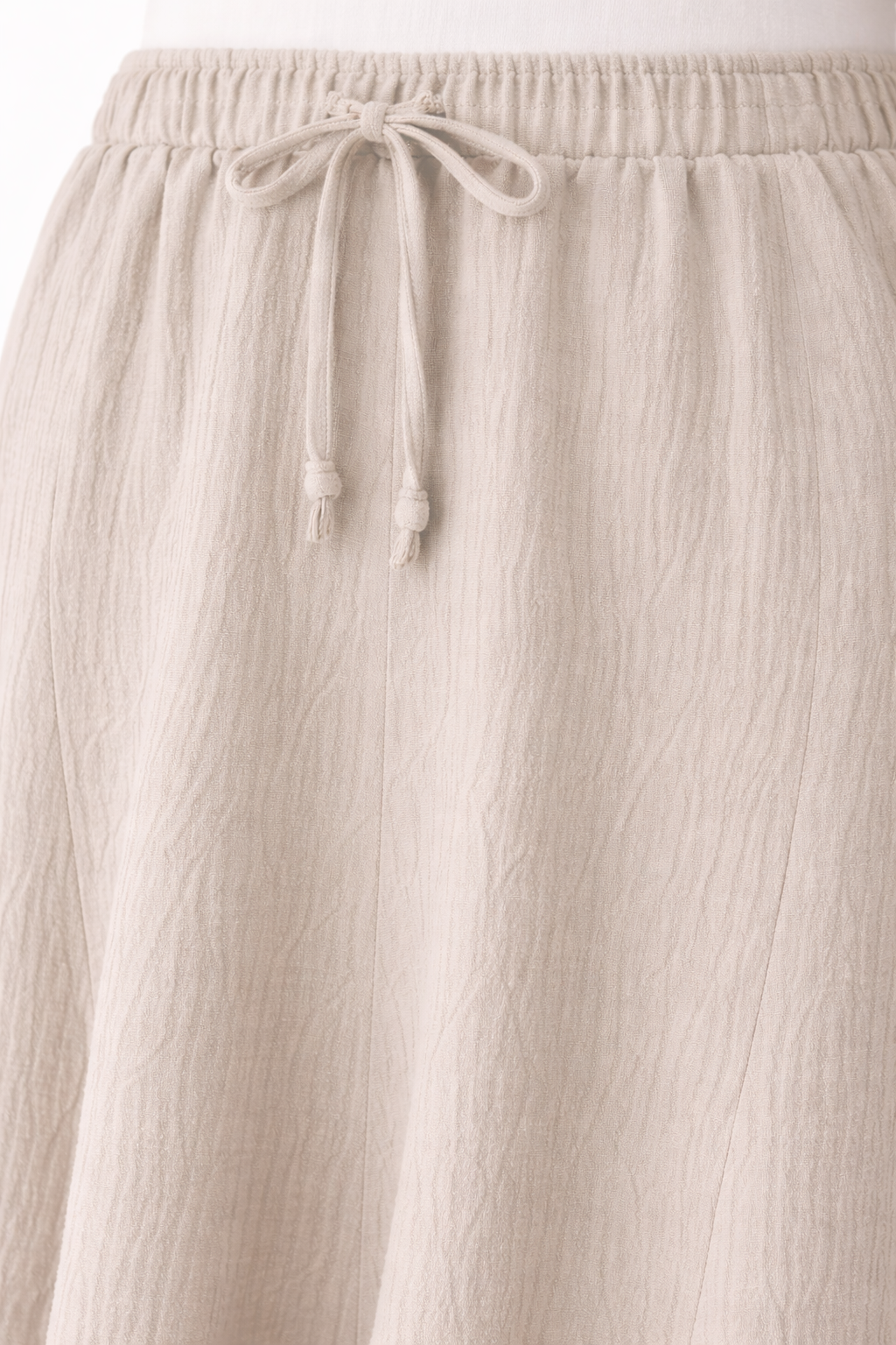 Flowy Elastic Waist Long Skirt - Beige - 117001