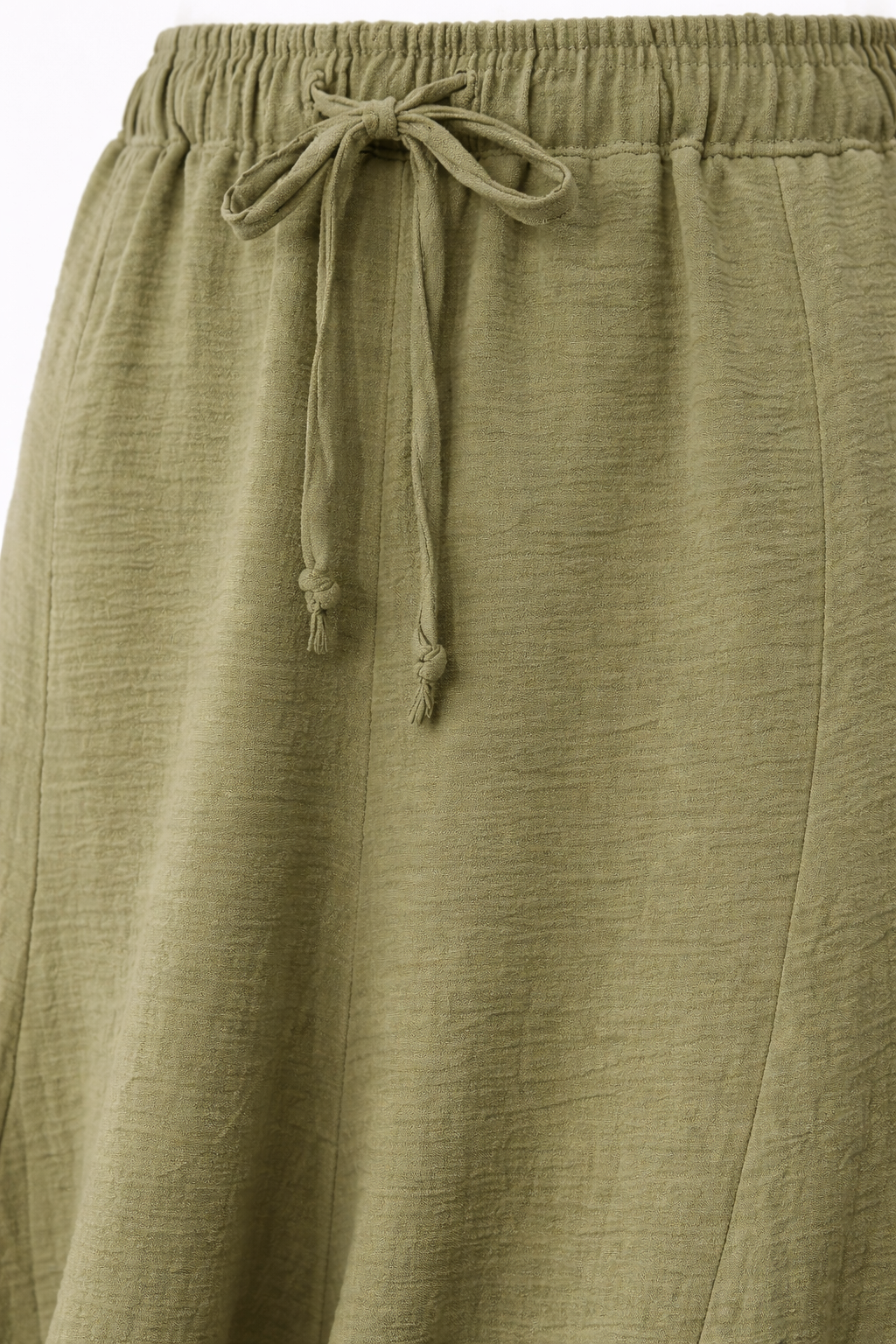 Flowy Elastic Waist Long Skirt - Olive - 117001