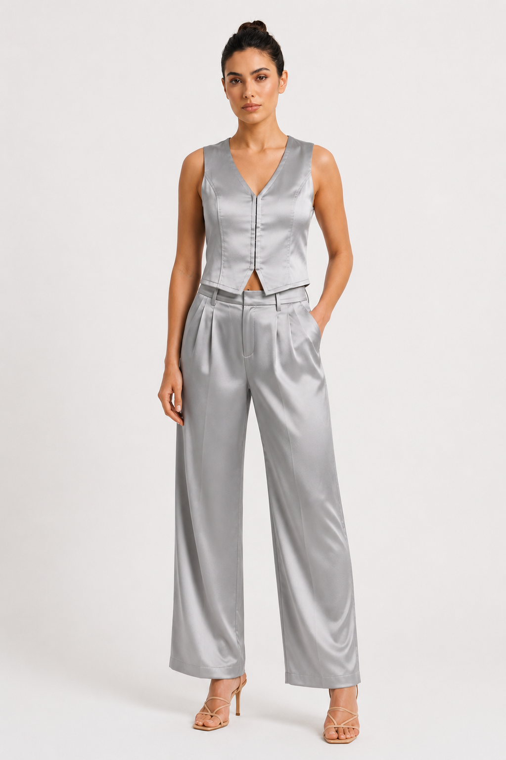 Sleeveless Top with Hooks WV18002 - Grey