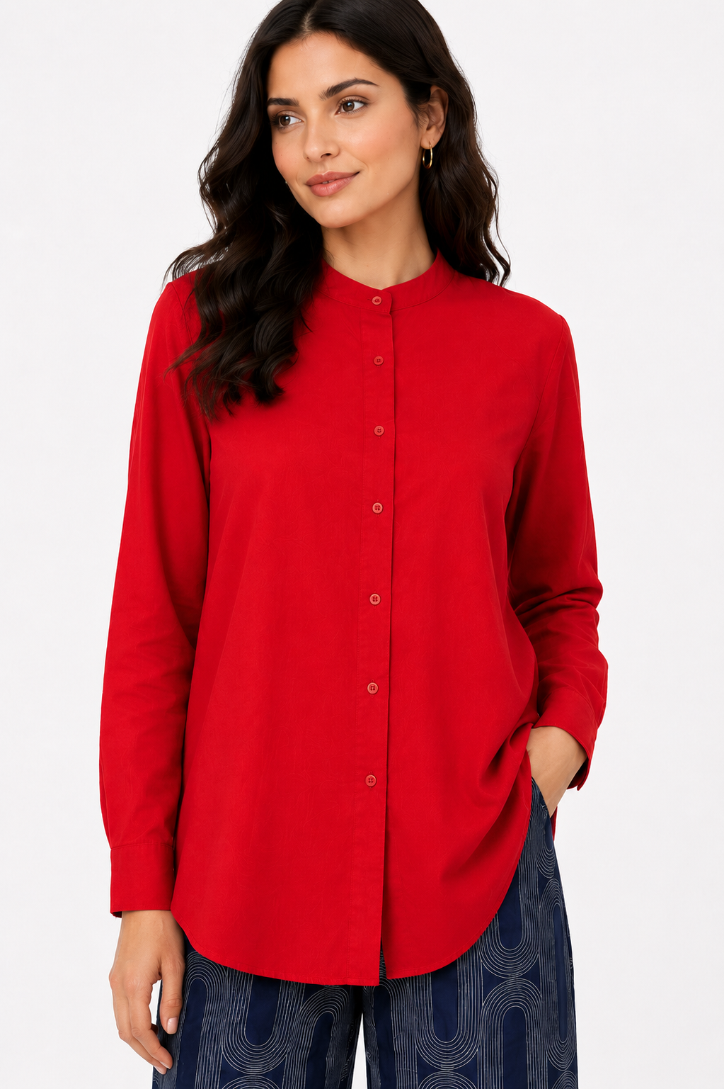 Chinese Collar Linen Shirt - 111021