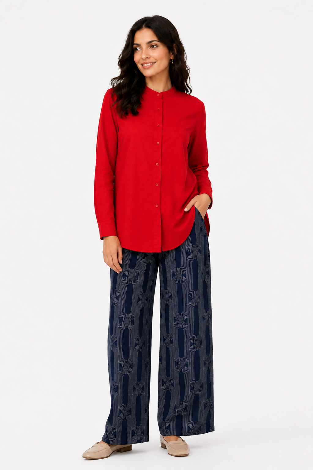 Chinese Collar Linen Shirt - 111021