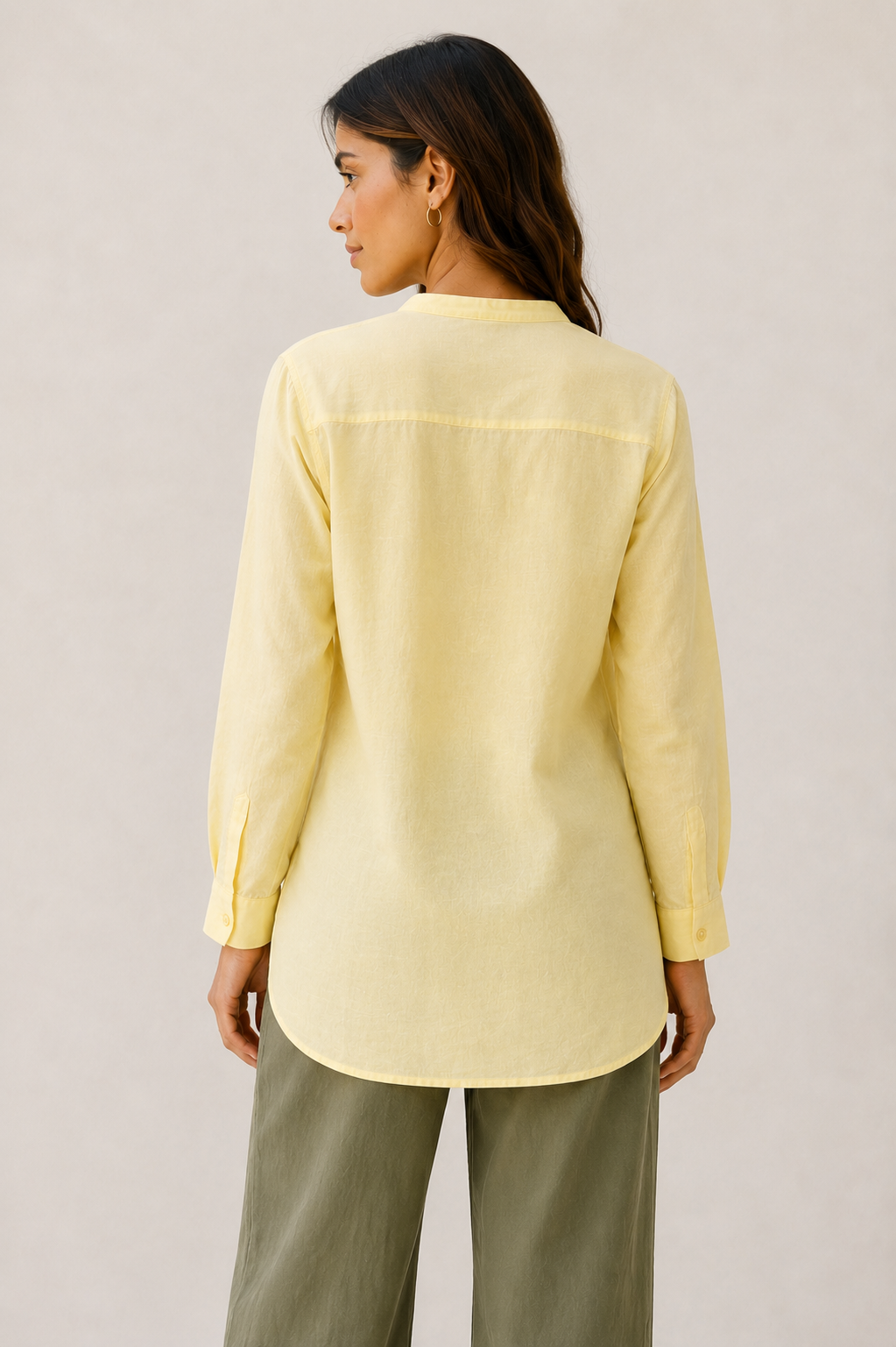 Chinese Collar Linen Shirt - 111021