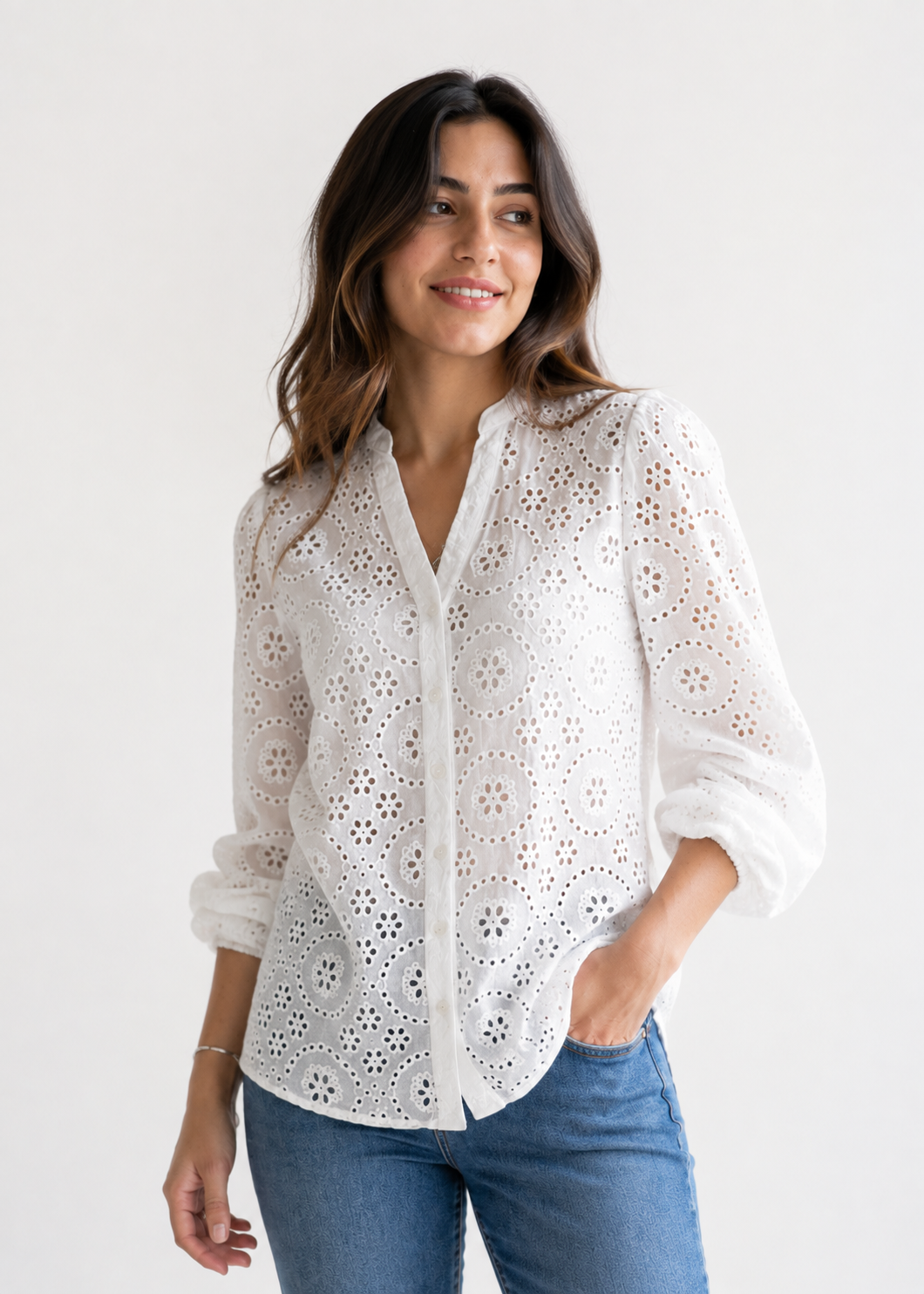 Embroidered Cotton Blouse - 110005