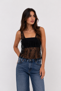 Mesh Top with Sequins - Black