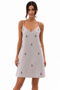 Short Linen Dress with Strass