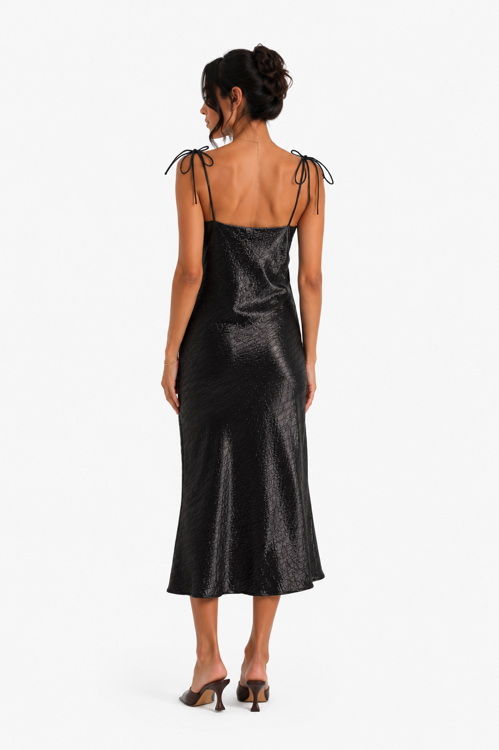 Satin Crinkle Dress - Black