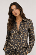 Satin Cheetah Shirt - Brown