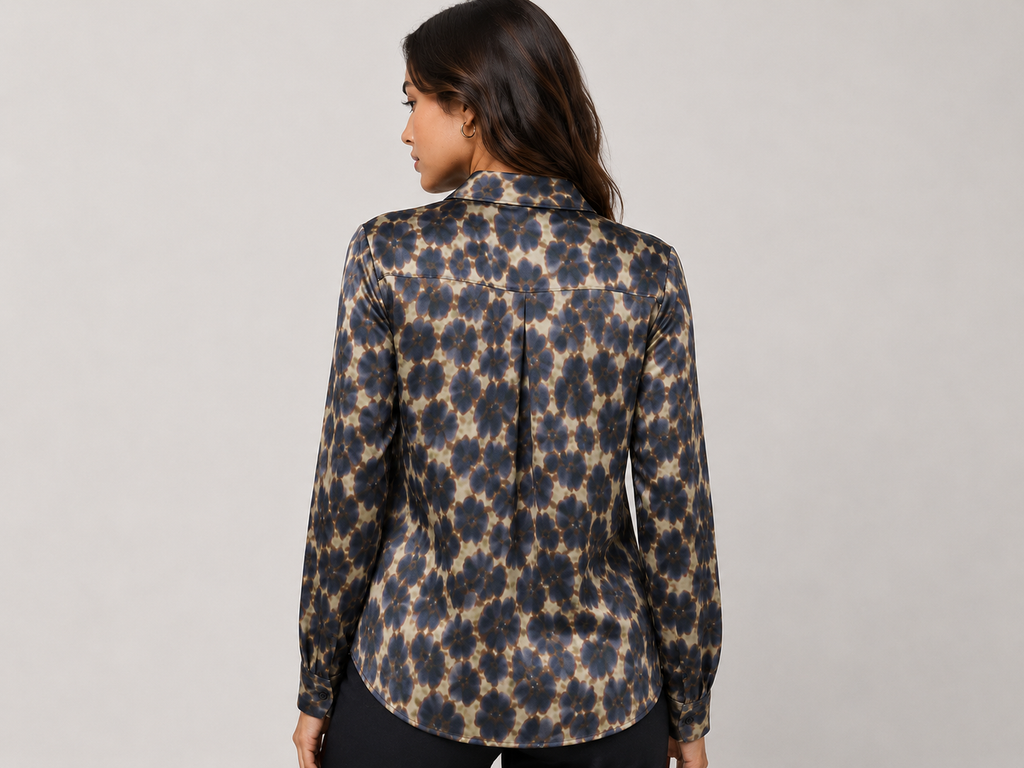 Satin Cheetah Shirt - Brown