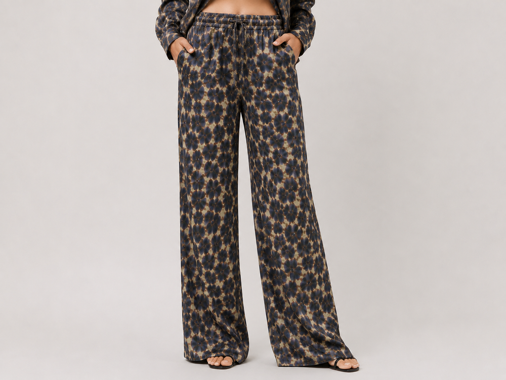 Satin Cheetah Pants - Brown