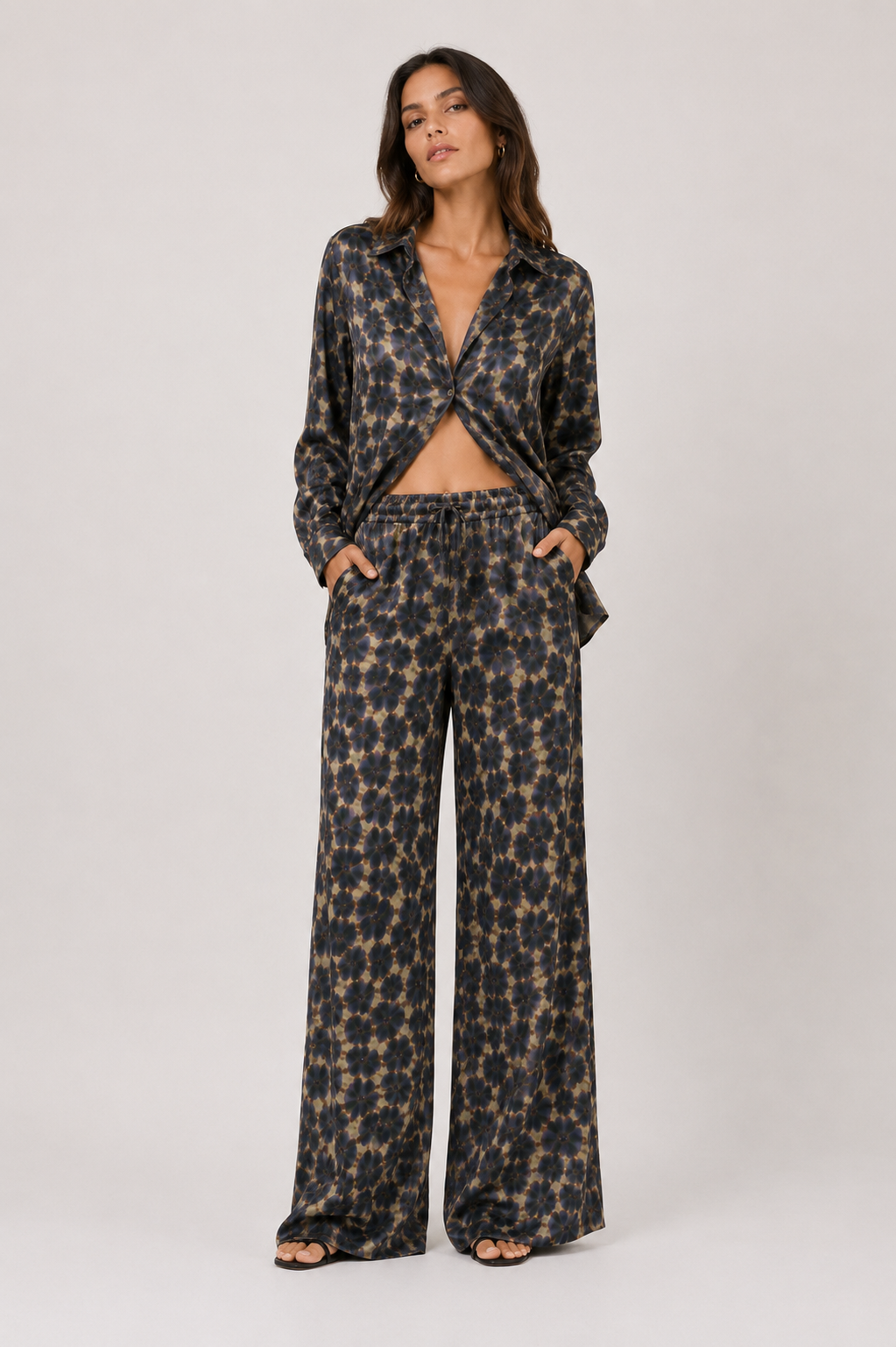 Satin Cheetah Pants - Brown