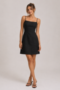 Short Linen Dress - Black