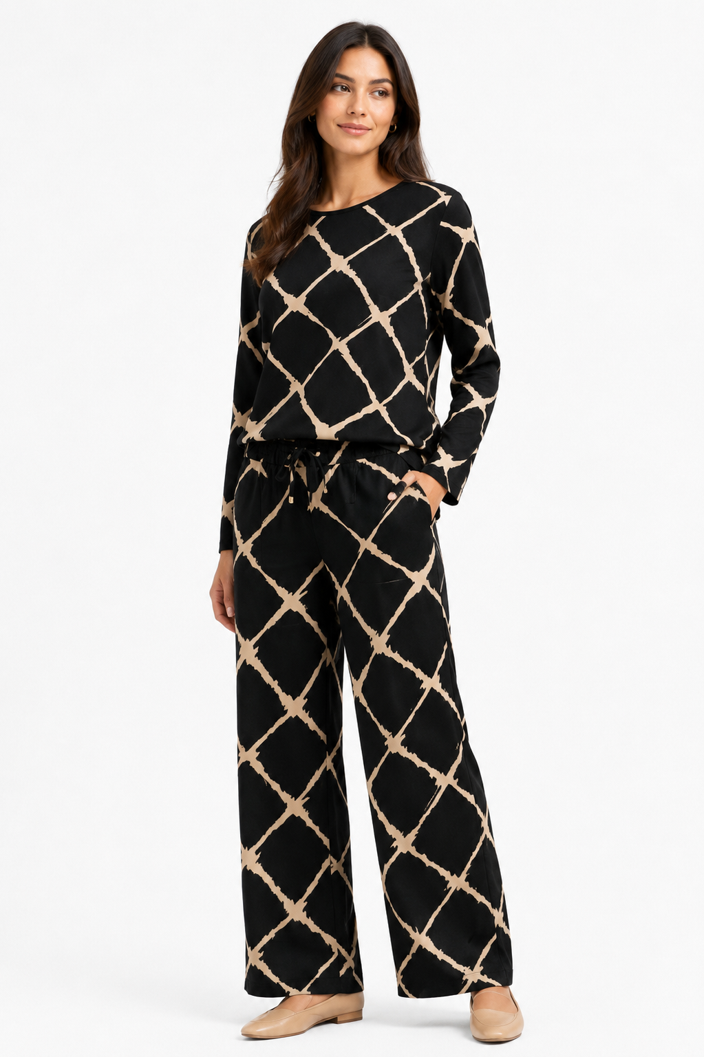 Geometric Print Loose Set - Black