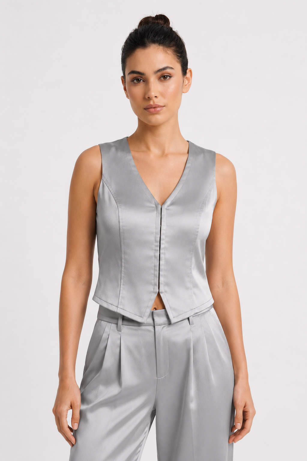 Sleeveless Top with Hooks WV18002 - Grey