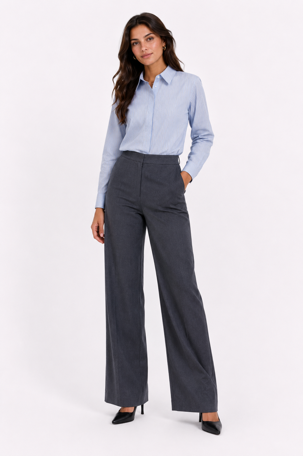 Stripped Cotton Shirt - WB11008 - Light Blue