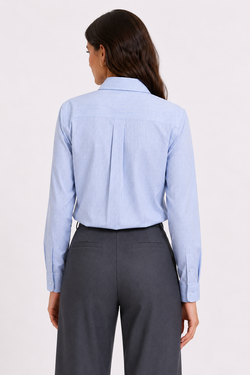 Stripped Cotton Shirt - WB11008 - Light Blue