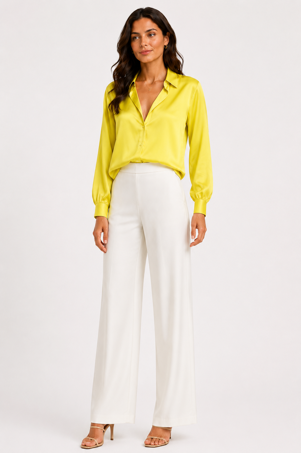 High-Waisted Wide-Leg Satin Pants - WP112005
