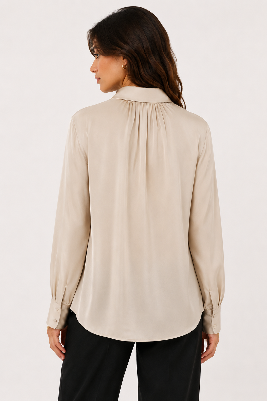 Flowy Satin Blouse - WB11006 - Beige
