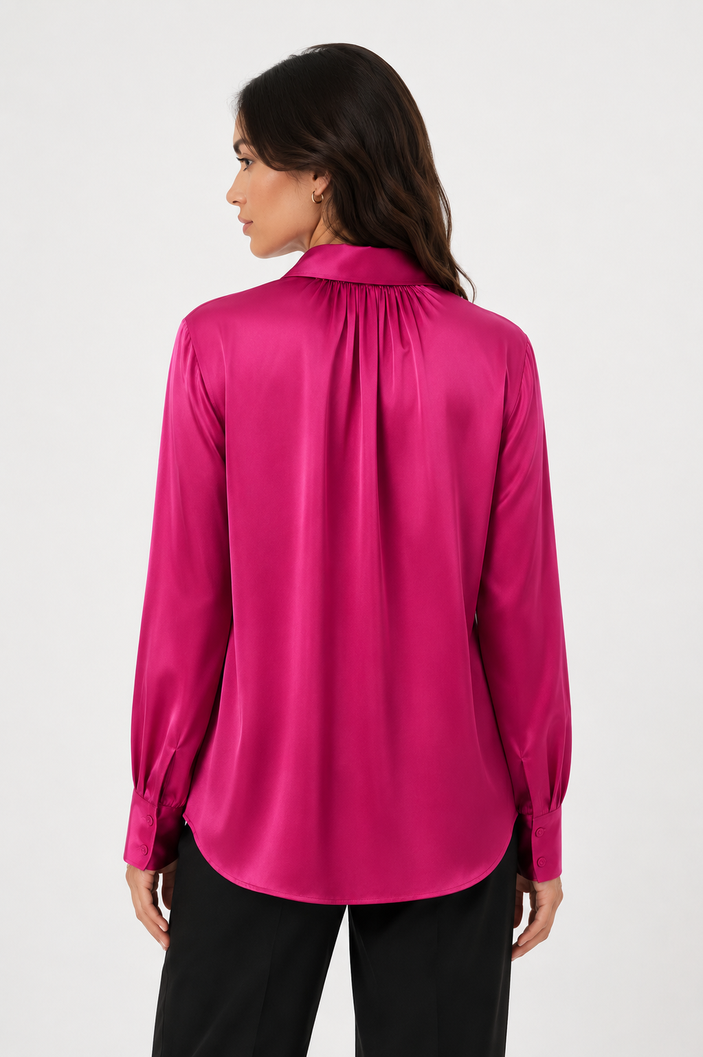 Flowy Satin Blouse - WB11006 - Fuchsia