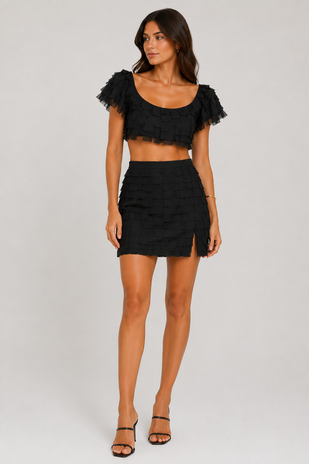 Crop Chiffon Set - Black