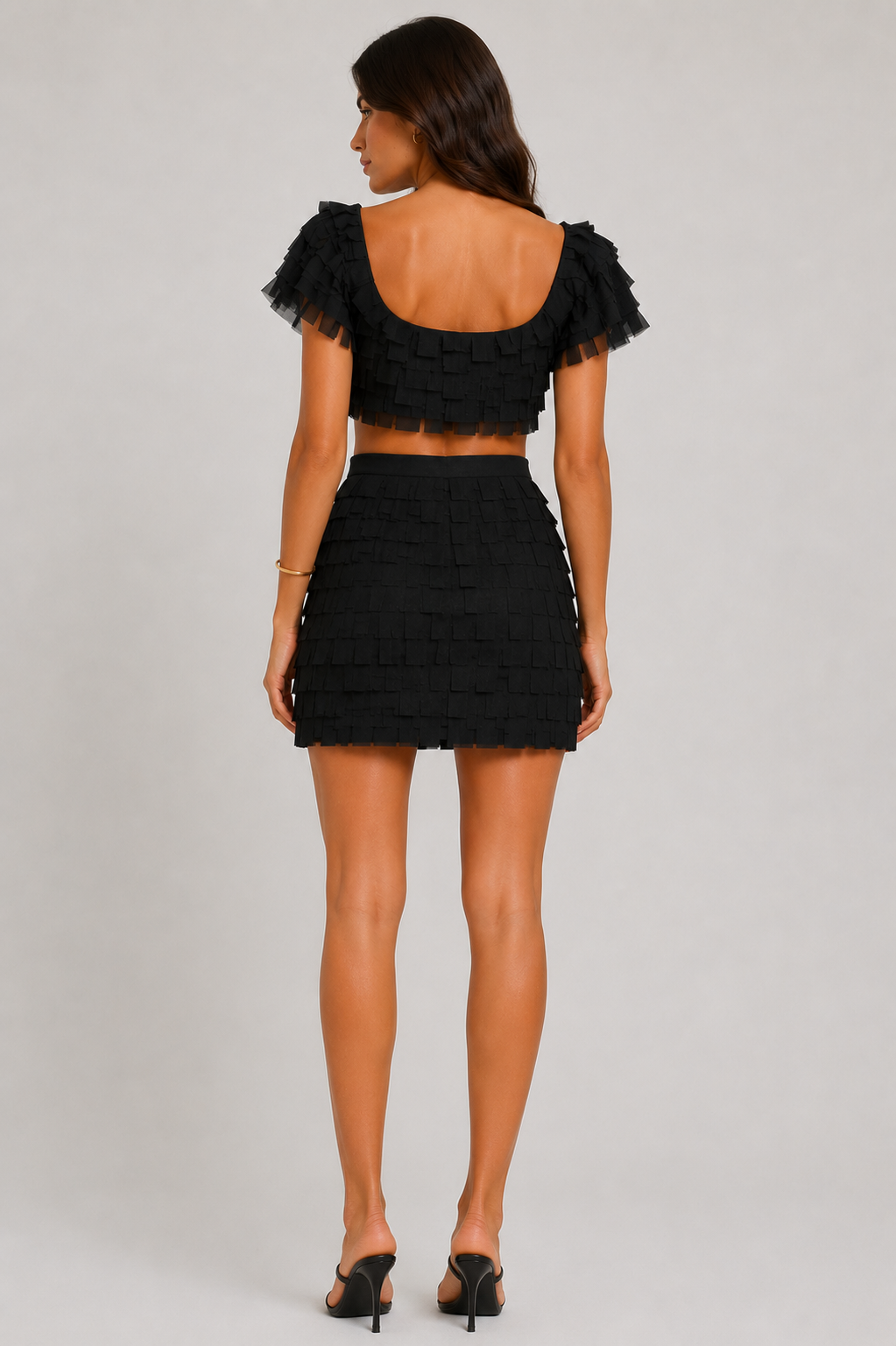 Crop Chiffon Set - Black