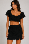 Crop Chiffon Set - Black