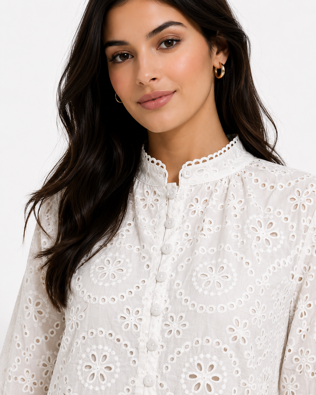 Embroidered Cotton Blouse – White - 111017