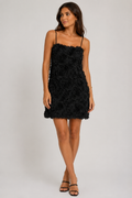 Flowery Short Dress - Black