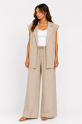 Linen Loose Pants with Drawstring WP112009   - Beige
