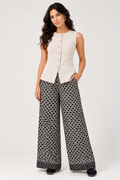 Printed Wide Leg Pants - 112013