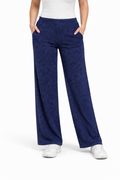 Ribbed Wide Leg Pants - Navy - 114004