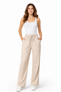 Elastic Waist Loose Pants – Beige - 112012