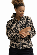Geometric Print Zip Jacket - 970