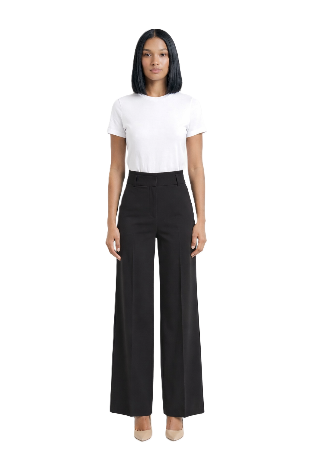 Wide Leg Pants with Belt Loops - Black 112011