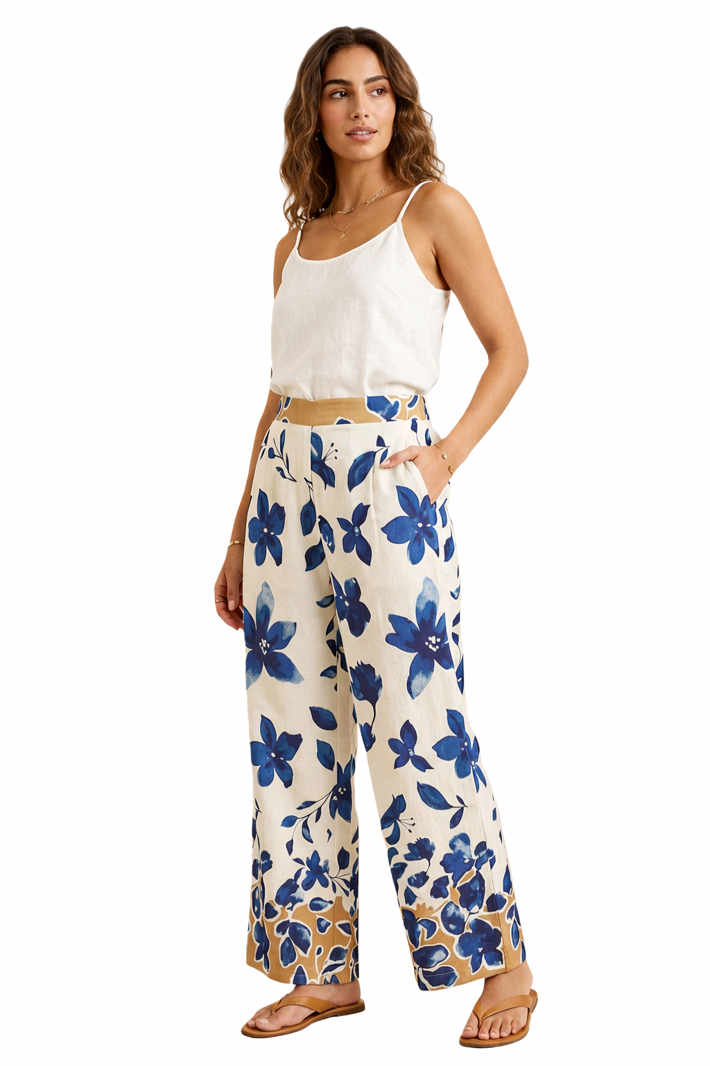 Printed Wide Leg Pants - 112016