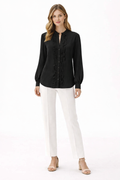 Sheer Chiffon Ruffle Blouse – Black- 111012